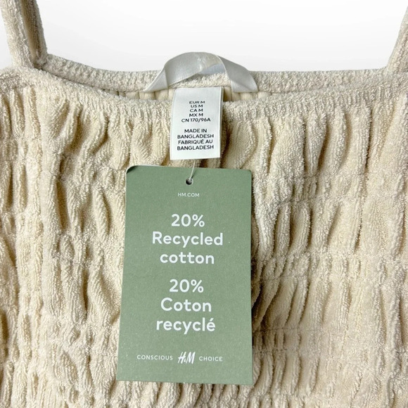 H&M  NWT Shirred Ruffle Crop Top M - Picture 4 of 5